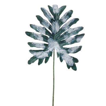 Foglia artificiale di Filodendro Selloum ELUANA, ghiacciato, verde-bianco, 75cm