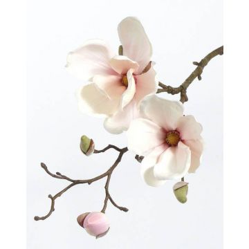 Ramo di magnolia artificiale MALBINE, bianco-rosa, 50cm, Ø6-10cm