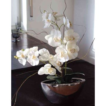 Orchidea Phalaenopsis artificiale ANALIE, vaso in ceramica, bianco, 50cm