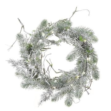 Corona artificiale di abete SILEAS con rami, innevata, bianco-verde, Ø60cm