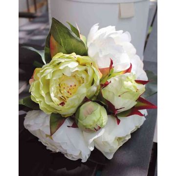 8 Peonie Finte In Seta Con Stelo Lungo - Fiori Artificiali Per Matrimoni, Casa E Decorazioni - Foto 8
