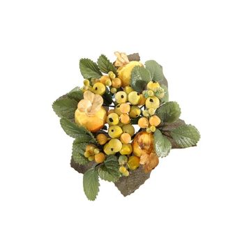 Corona decorativa di candele STELLAN con symphoricarpos, boccioli, giallo-verde, Ø10cm