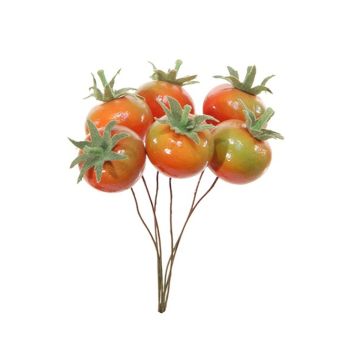 Pomodoro artificiale cherry THIENO, 6 pezzi, rosso-verde, 12cm