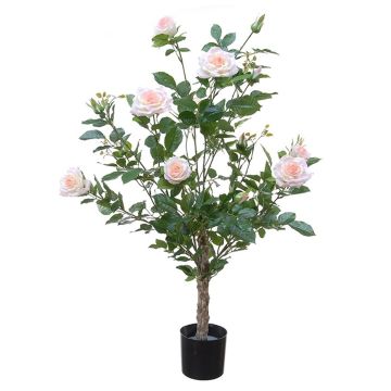 Albero finto di rose KANDJA con fiori, tronco artificiale, rosa-crema, 100 cm