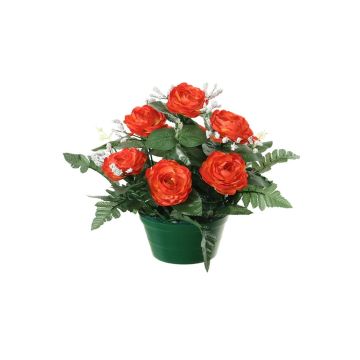 Composizione floreale artificiale di rosa centifolia, velo di sposa VLADIS, vaso decorativo, arancio-crema, 25cm, Ø23cm Composizione floreale artificiale di rosa centifolia, velo di sposa VLADIS, vaso decorativo, arancio-crema, 25cm, Ø23cm