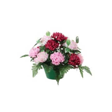 Composizione di fiori finti di crisantemo e velo di sposa YASAR, vaso decorativo, rosa-crema, 25cm, Ø30cm