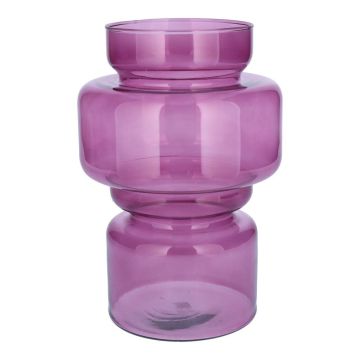 Vaso decorativo EMERENTIA, vetro, riciclato, viola-trasparente, 25 cm, Ø 16,5 cm