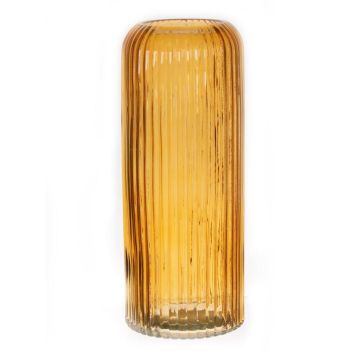 Vaso in vetro ALBURGIS con scanalature, arancione trasparente, 25 cm, Ø 10 cm