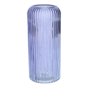 Vaso in vetro ALBURGIS con scanalature, lilla trasparente, 25 cm, Ø 10 cm
