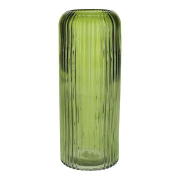Vaso in vetro ALBURGIS con scanalature, verde-trasparente, 25 cm, Ø 10 cm