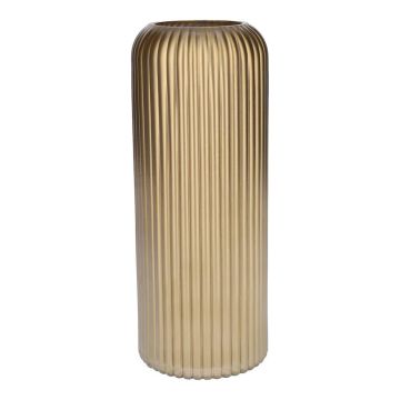 Vaso in vetro ALBURGIS con scanalature, oro metallizzato, 25 cm, Ø 10 cm