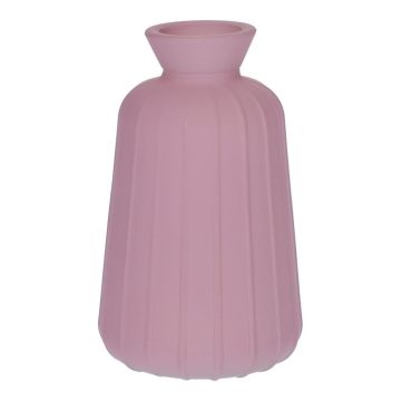 Bottiglia decorativa in vetro TATIANA con scanalature, malva opaco, 11 cm, Ø 6,5 cm