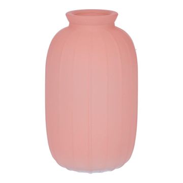 Bottiglia SILVINA in vetro, scanalata, rosa antico trasparente, 12 cm, Ø 7 cm