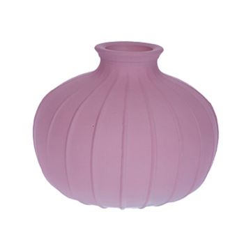 Vaso da fiori ALFHARD, vetro con scanalature, malva opaco, 8,5 cm, Ø 10,5 cm