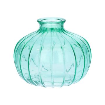 Vaso da fiori ALFHARD, vetro con scanalature, turchese trasparente, 8,5 cm, Ø 10,5 cm