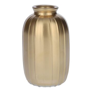 Bottiglia SILVINA in vetro, scanalata, oro metallizzato, 12 cm, Ø 7 cm