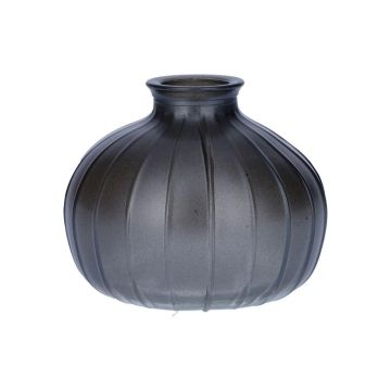 Vaso da fiori ALFHARD, vetro con scanalature, grigio metallizzato, 8,5 cm, Ø 10,5 cm