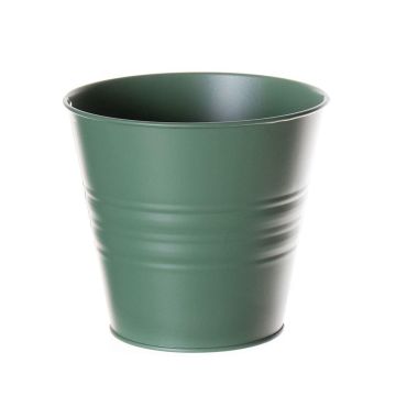 Vaso rotondo MICOLATO con scanalature, zinco, verde patinato, 12 cm, Ø 13,5 cm