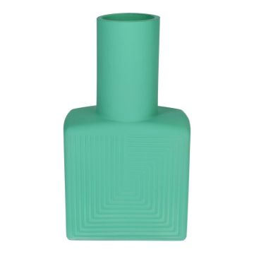 Vaso quadrato ORESTINO in vetro, menta opaco, 13x7,5x22,5 cm