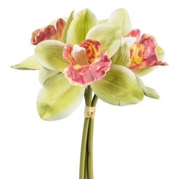 Mazzo di fiori artificiali orchidea cymbidium VOTEM, verde-rosso, 25 cm