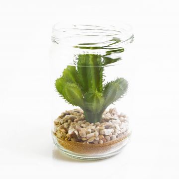 Cactus artificiale WESLEY, in vetro decorativo, verde, 13cm, Ø8cm