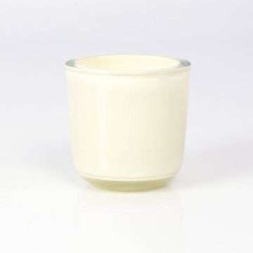 Supporto di vetro per candela da tè NICK, crema, 8cm, Ø8cm