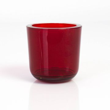 Supporto di vetro per candela da tè NICK, rosso-trasparente, 8cm, Ø8cm