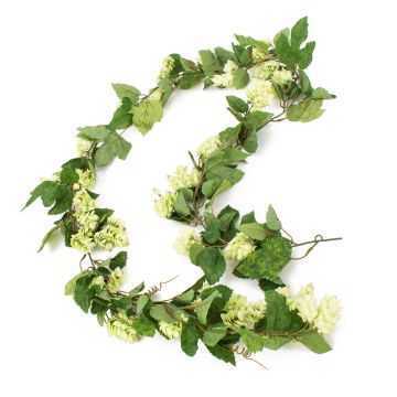 Ghirlanda di luppolo finta KRATEOS, con fiori, verde, 200cm