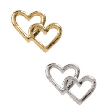 Decorazione in cera cuore doppio KLAEO, dorata, 2x2,5 cm