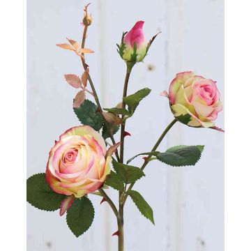 Rosa artificiale DELILAH, rosa-verde, 55cm, Ø6cm