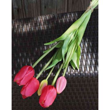 Mazzo di tulipani artificiali LONA, fucsia-verde, 45cm, Ø15cm
