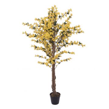 Forsythia sintetica MISAKI tronchi veri, con fiori, giallo, 150cm