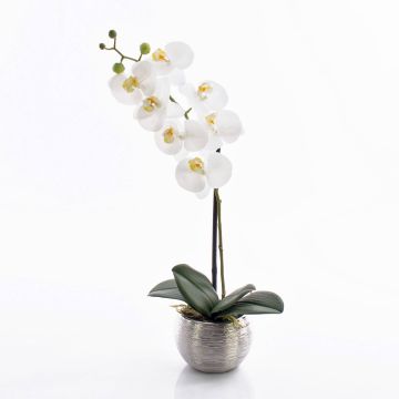 Orchidea Phalaenopsis artificiale EMILIA, vaso decorativo, bianco, 45cm