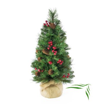 Abete finto BUKAREST, con pigne, sacco di iuta, decorato, 60cm, Ø35cm