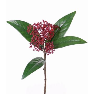 Ramo di skimmia finto EBONY, con fiori, rosso, 35cm