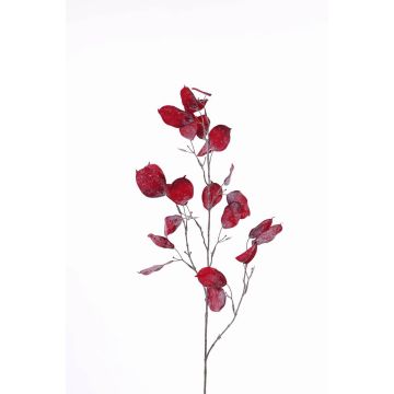 Ramo di lunaria finto TROND, ghiacciato, rosso, 105cm