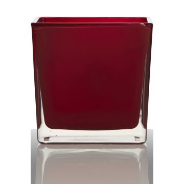 Vaso da fiori in vetro KIM EARTH, rosso, 14x14x14cm