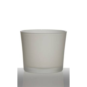 Vaso da piante in vetro ALENA FROST, bianco opaco, 12,5cm, Ø14,5cm