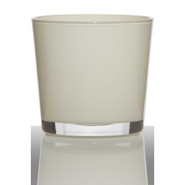 Vaso da piante in vetro ALENA, crema, 16cm, Ø17cm