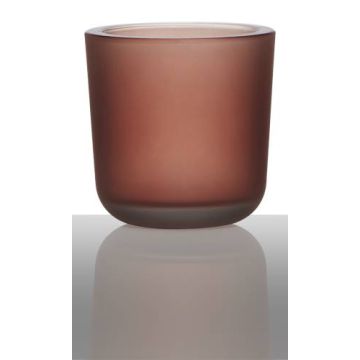 Supporto di vetro per candela da tè NICK, bordeaux-opaco, 7,5cm, Ø7,5cm