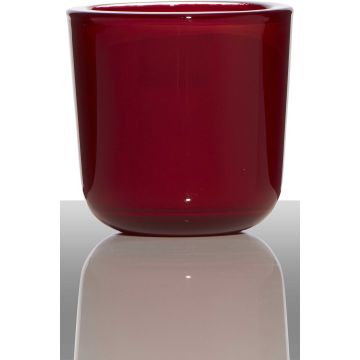 Supporto di vetro per candela da tè NICK, rosso, 7,5cm, Ø7,5cm