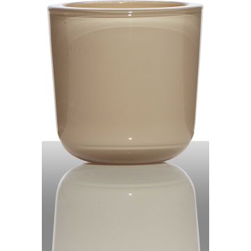 Supporto di vetro per candela da tè NICK, beige, 7,5cm, Ø7,5cm