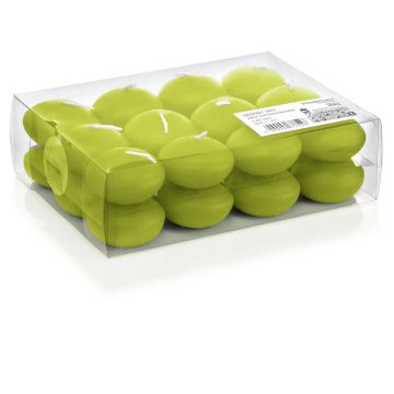 Set di 24 candele galleggianti ORNELLA, verde mela, Ø4,5cm, 4h