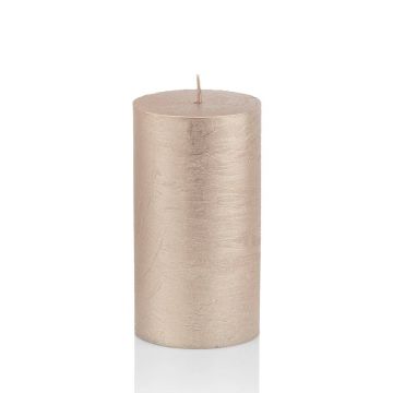 Candela festiva MATHILDA, rosa oro, 12cm, Ø5,8cm, 45h - Made in Germany
