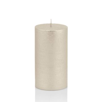 Candela festiva MATHILDA, argento, 12cm, Ø5,8cm, 45h - Made in Germany