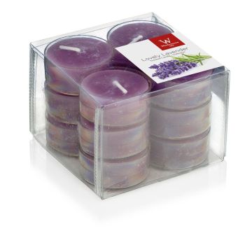 Piccole candele ASTRID con profumo, Lovely Lavender, 12 pezzi, viola, 1,6cm, Ø3,7cm, 4h