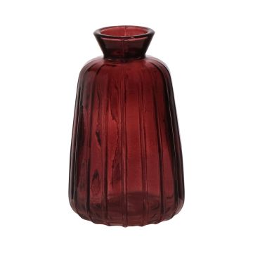 Bottiglia di vetro decorativa TATIANA con scanalature, rosso-marrone-trasparente, 11cm, Ø6,8cm