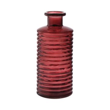 Bottiglia di vetro decorativa STUART con scanalature, rosso-marrone-trasparente, 21,5cm, Ø9,5cm