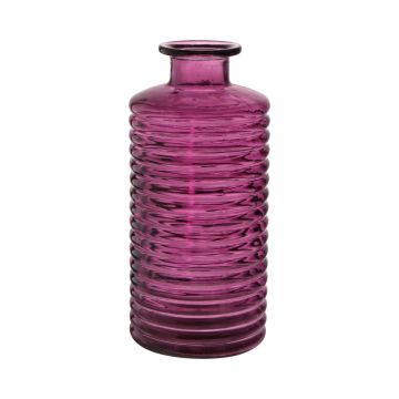 Bottiglia di vetro decorativa STUART con scanalature, rosa-trasparente, 31 cm, Ø 14,5 cm