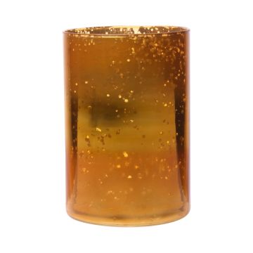 Vaso da fiori in vetro RIGOBERTO, centro dorato, arancione-marrone-trasparente, 15cm, Ø10cm